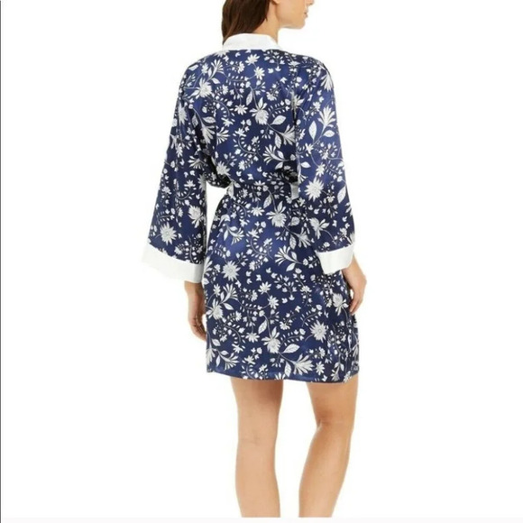 Linea Donatella Floral Wrap Robe Satin Polyester S - Picture 2 of 6